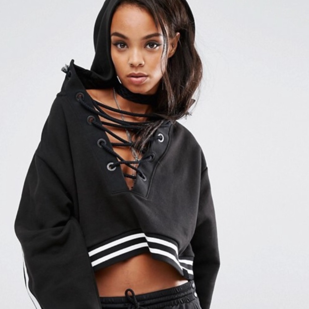 X Rihanna Rising Sun Lace-Up Hoodie (Cropped)